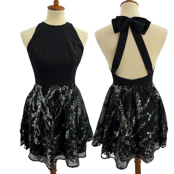 Dress The Population Sequined Open Back Dress Small New - Picture 8 of 8